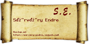 Sárváry Endre névjegykártya