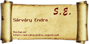 Sárváry Endre névjegykártya